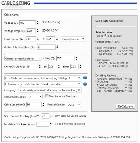 myElectrical - Cable Sizing Tool Upgrade